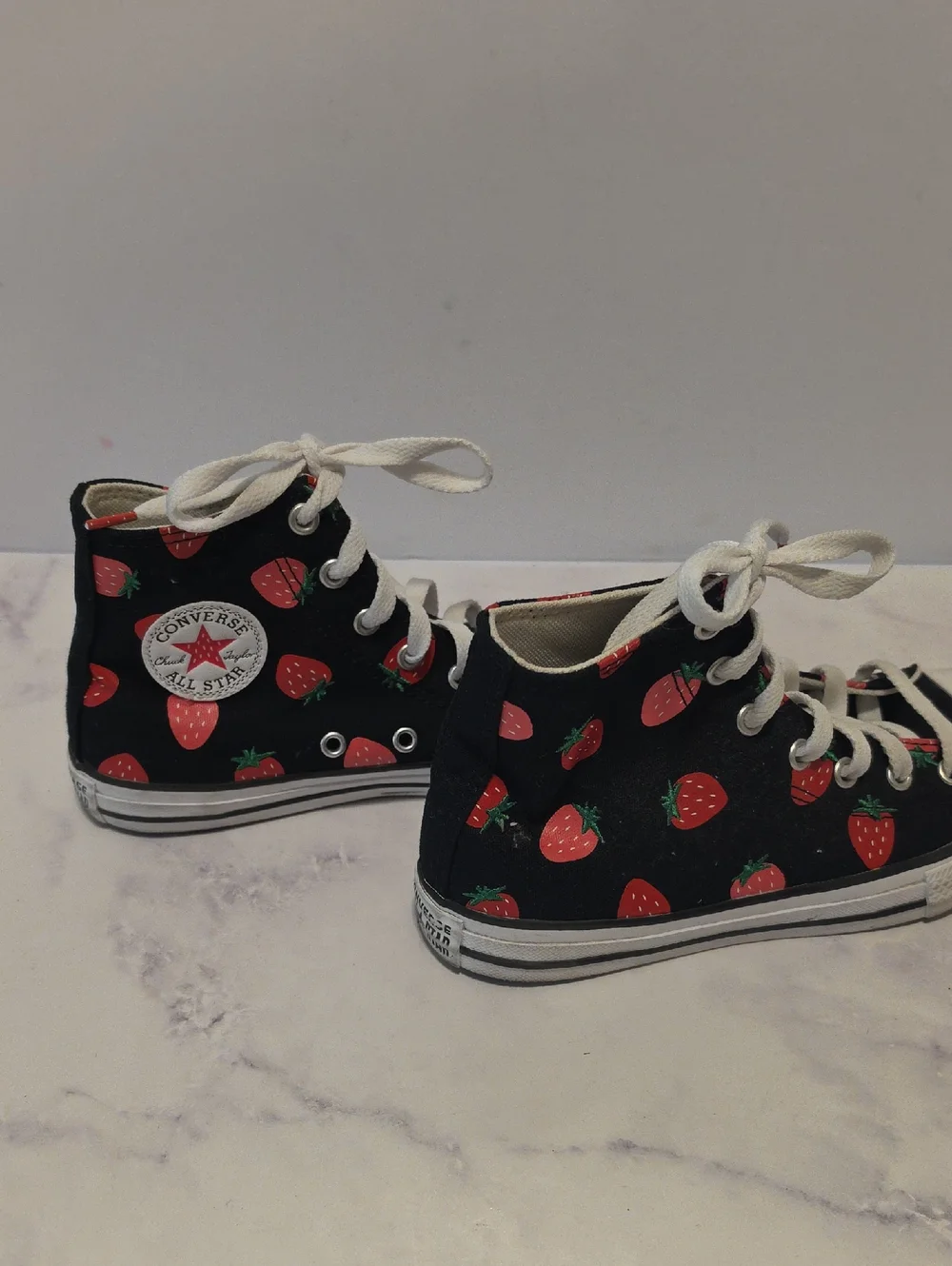 Converse High Top Sneakers - Black with Strawberry Print